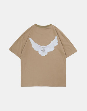 Peace Dove Crewneck T-Shirt , - Streetwear T-Shirts - Slick Street