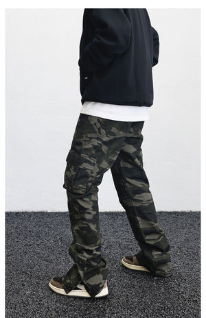 AM23 Straight Camo Cargo Pants , - Streetwear Cargo Pants - Slick Street