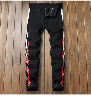 Two Stripes Color Line Jeans , - Streetwear Jeans - Slick Street