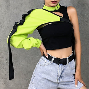 One Shoulder Top , - Streetwear Tops - Slick Street