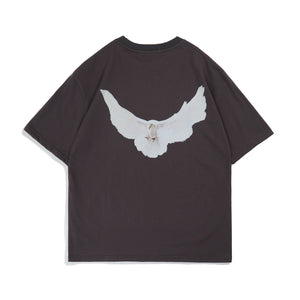 Peace Dove Crewneck T-Shirt Gray, XS - Streetwear T-Shirts - Slick Street