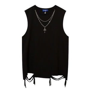 Basic Distressed Tank Top Black, XS - Streetwear T-Shirts - Slick Street