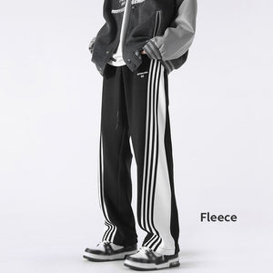 Three Bar Code Side Stripe Track Pants M, Black - Streetwear Pants - Slick Street