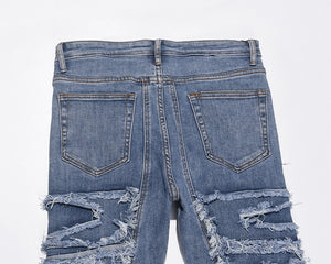 Zodiac Sea Distressed Stacked Denim , - Streetwear Jeans - Slick Street
