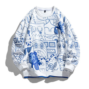 Robotic Mechanism Mode Sweatshirt White, XS - Streetwear Sweatshirts - Slick Street