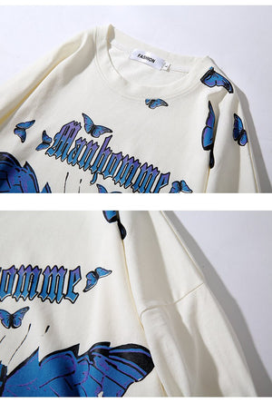 Butterfly Fire Flame Sweatshirt , - Streetwear Sweatshirts - Slick Street