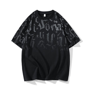 Letter Print Gradient T-Shirt , - Streetwear T-Shirts - Slick Street