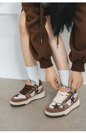 Star Eli1 Skate Sneakers - Brown , - Streetwear Shoes - Slick Street