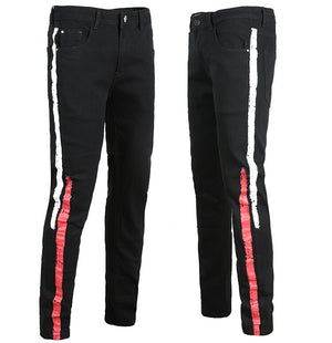 Two Stripes Color Line Jeans , - Streetwear Jeans - Slick Street