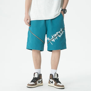 Y2K Centered Zipper Style Shorts Green, XS - Streetwear Shorts - Slick Street