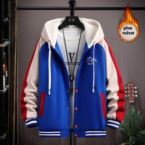 XDJH Hooded Varsity Jacket Blue, XS - Streetwear Jacket - Slick Street