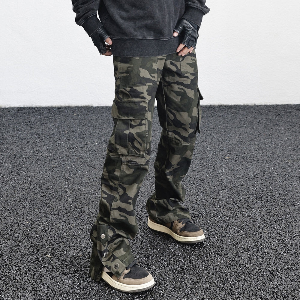 AM23 Straight Camo Cargo Pants 28, Army Green - Streetwear Cargo Pants - Slick Street