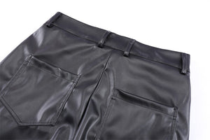 AV1 Black Leather Pants , - Streetwear Pants - Slick Street