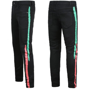 Two Stripes Color Line Jeans , - Streetwear Jeans - Slick Street