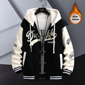 Dorestyle Hooded Varsity Jacket Black, XS - Streetwear Jacket - Slick Street