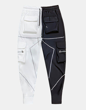 VXR1 Reflective Cargo Pants XS, White Black - Streetwear Cargo Pants - Slick Street