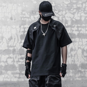 B1 Shoulder Buckle Strap T-Shirt Black, XS - Streetwear T-Shirts - Slick Street
