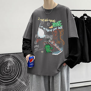 I Can't Help Myself Art Long Sleeve Dark Gray, XXS - Streetwear Shirt - Slick Street