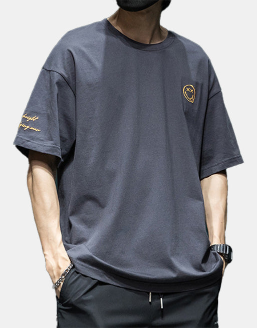 XX Smiley T-Shirt Dark Gray, XS - Streetwear Tee - Slick Street