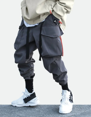 Cyber Mist Cargo Pants - Grey , - Streetwear Cargo Pants - Slick Street