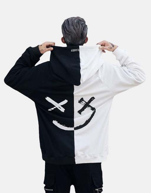 Faded hoodie on sale black and white