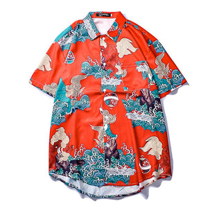 Chinese Dragon Red Shirt , - Streetwear Shirts - Slick Street