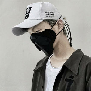 Chinese Block Baseball Cap (White/Black) , - Streetwear Hats - Slick Street
