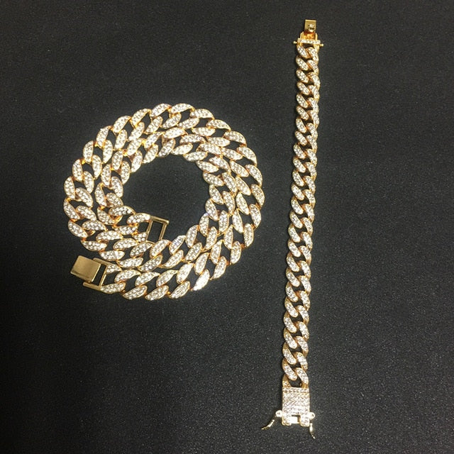 Ice Knight. Iced Out Watch Set (Silver/Gold) Gold Chain + Bracelet,  - Streetwear Jewellery - Slick Street