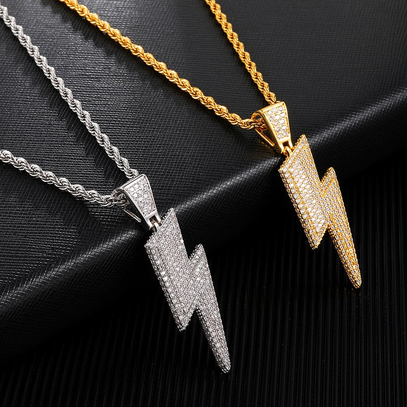 Ice Shark. Lightning Bolt Necklace ,  - Streetwear Jewellery - Slick Street
