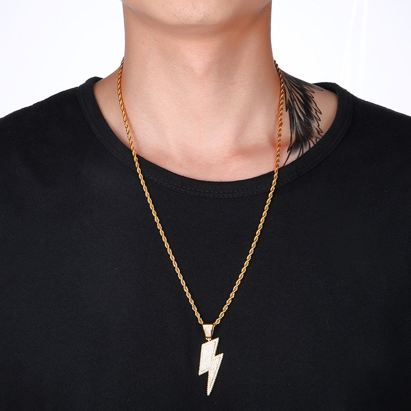 Ice Shark. Lightning Bolt Necklace ,  - Streetwear Jewellery - Slick Street