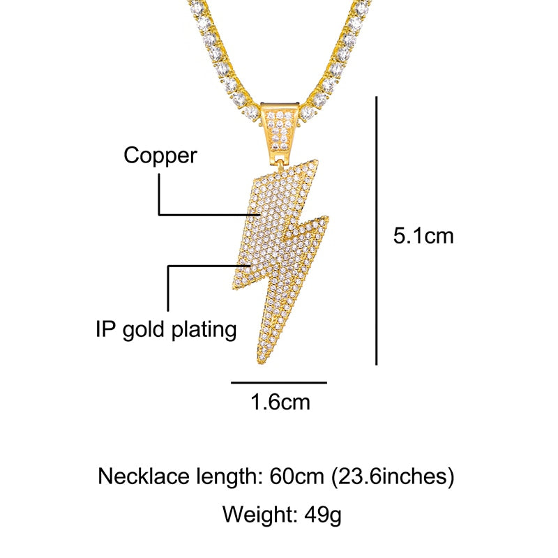 Ice Shark. Lightning Bolt Necklace ,  - Streetwear Jewellery - Slick Street