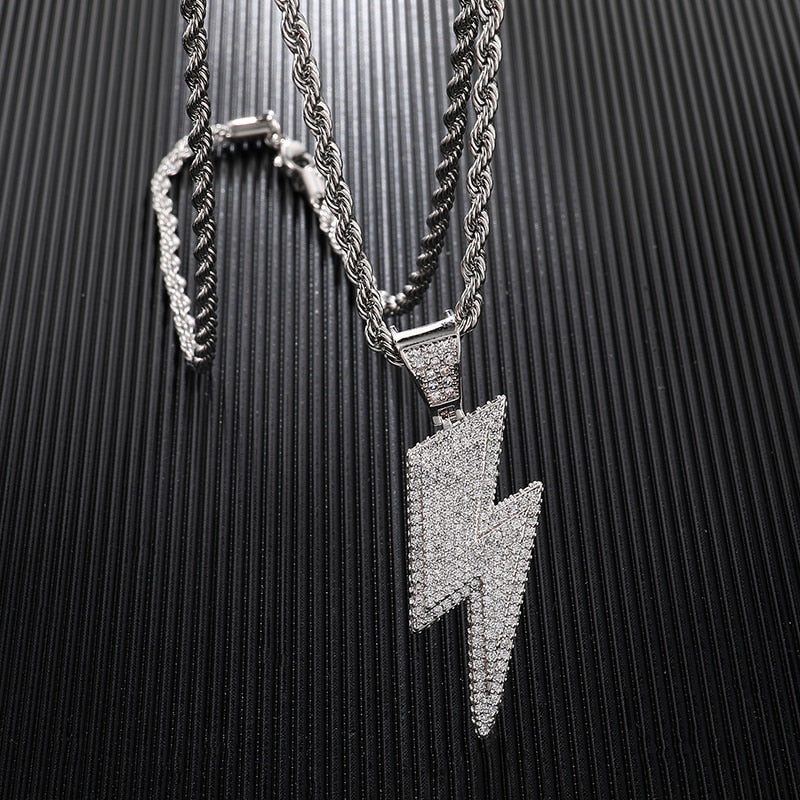 Ice Shark. Lightning Bolt Necklace ,  - Streetwear Jewellery - Slick Street