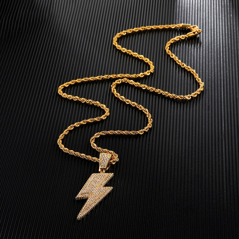 Ice Shark. Lightning Bolt Necklace ,  - Streetwear Jewellery - Slick Street