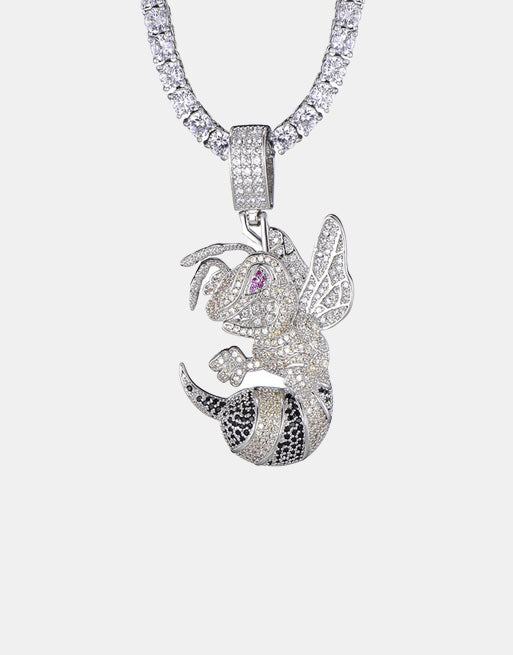 Ice Shark. Iced Hornet Necklace Silver, 4mm Tennis Chain - Streetwear Jewellery - Slick Street
