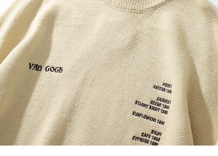 Retro Van Gogh Knitted Sweater ,  - Streetwear Sweatshirts - Slick Street