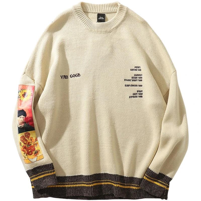 Retro Van Gogh Knitted Sweater ,  - Streetwear Sweatshirts - Slick Street