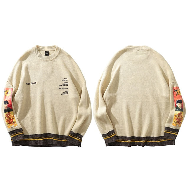 Retro Van Gogh Knitted Sweater ,  - Streetwear Sweatshirts - Slick Street