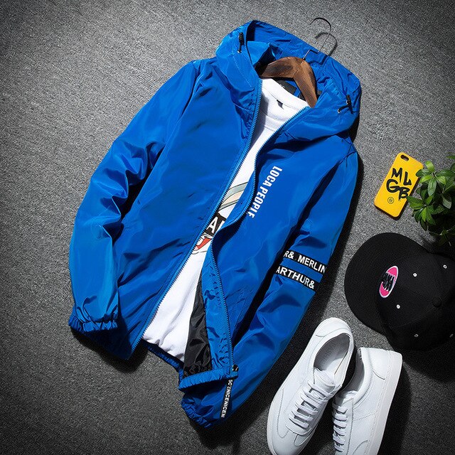 LocaPeople Windbreaker Jacket Blue, XL - Streetwear Jackets - Slick Street