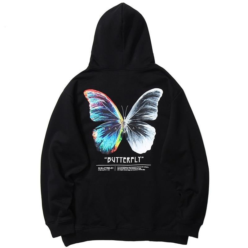 Heathans Butterfly Hoodie Black, XS - Streetwear Hoodie - Slick Street