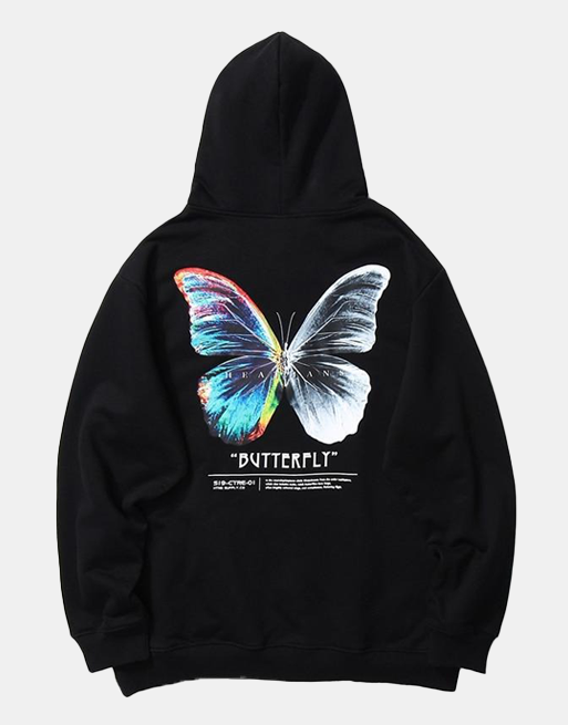 Heathans Butterfly Hoodie Black, XS - Streetwear Hoodie - Slick Street