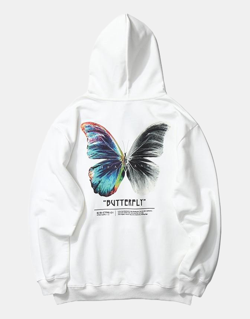 Heathans Butterfly Hoodie White, XS - Streetwear Hoodie - Slick Street