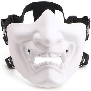Kabuki Samurai Half Face Mask White, - Streetwear Accessories - Slick Street