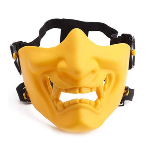 Kabuki Samurai Half Face Mask Yellow, - Streetwear Accessories - Slick Street