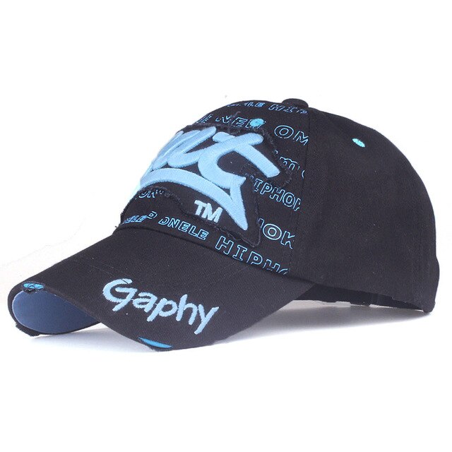 Bat Gaphy Distressed Baseball Cap (15 Colours) Black blue, One Size - Streetwear Hats - Slick Street