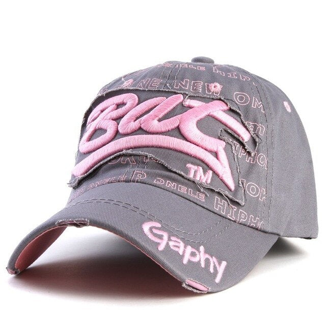 Bat Gaphy Distressed Baseball Cap (15 Colours) Gray, One Size - Streetwear Hats - Slick Street