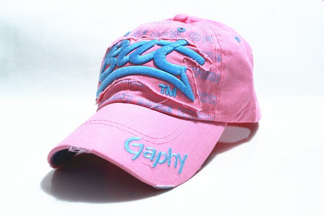 Bat Gaphy Distressed Baseball Cap (15 Colours) Pink, One Size - Streetwear Hats - Slick Street