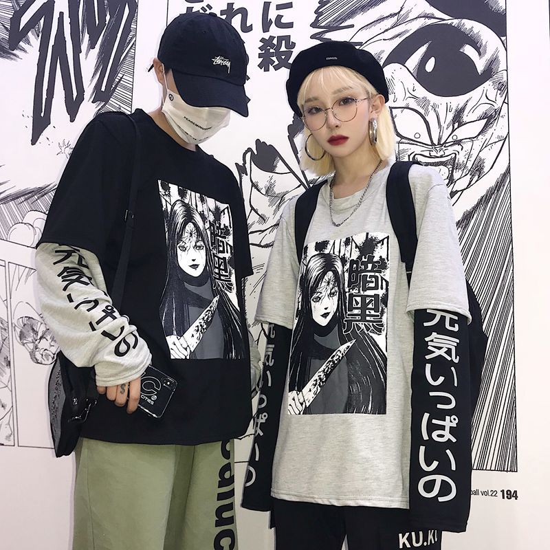 Dark Harajuku Japanese Full Sleeve ,  - Streetwear T-Shirts - Slick Street
