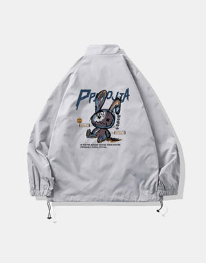 PPOJIA Windbreaker Jacket Light Grey, XS - Streetwear Jackets - Slick Street