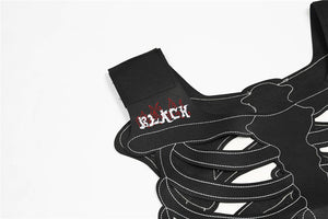 Black Work Skeleton Vest , - Streetwear Vest - Slick Street
