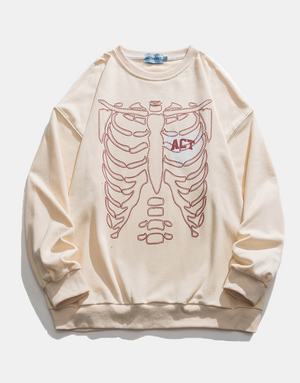 ACT Skeleton Sweater Khaki, XS - Streetwear Sweatshirts - Slick Street